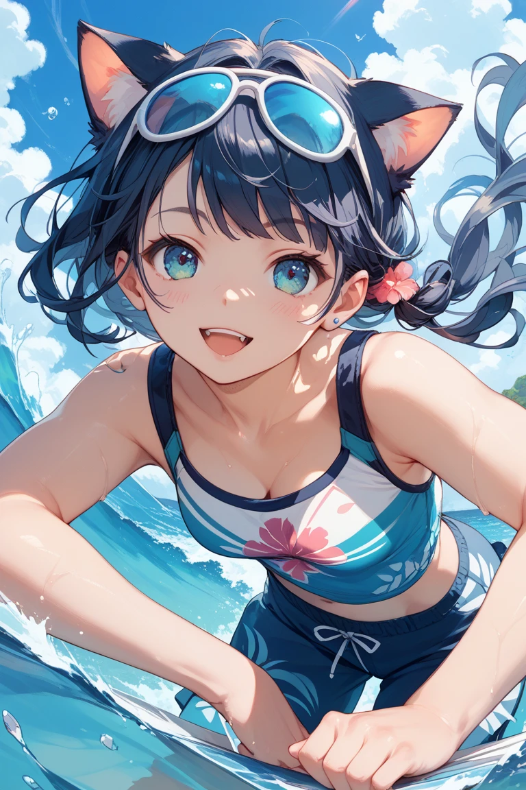 Play with the dolphins Cat ears cow print bikini swimsuit Cute Girls