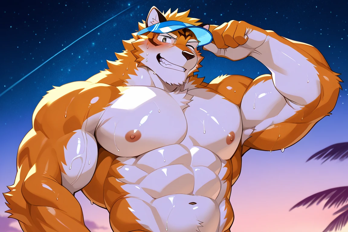 by zixiong, (1boy), solo, male, kemono, (red wolf), white torso, (naked), handsome, muscular, adult, hunk, hot body, (detailed black eyes), detailed face, white eyebrows, (1 detailed big hard penis erection), thick body, nipples, full body, abs, smile, 1 tail, 5 fingers/hand, 6-pack abasterpiece, high res, best quality), 8k, perfect art, (nsfw), (lineart), best anatomy