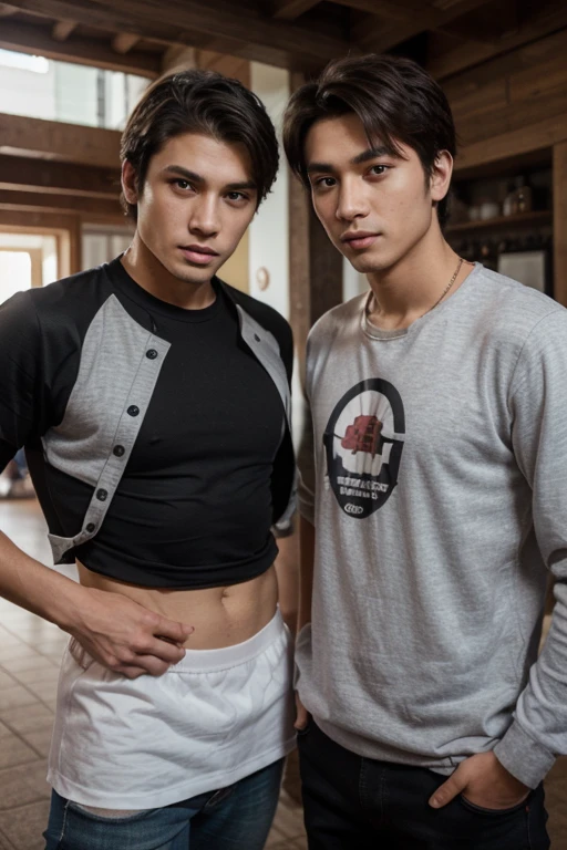 Half-male, 1 person of Korean descent, 1 person of French descent, 1 person of Thai descent, 1 person of African descent, all in the age range of approximately 16-31 years, wearing tight underwear. The upper part is wearing a wet shirt. Hungry, they took turns holding each other's large snakes. Some even stuck the snake's head in their mouths. Real pictures.