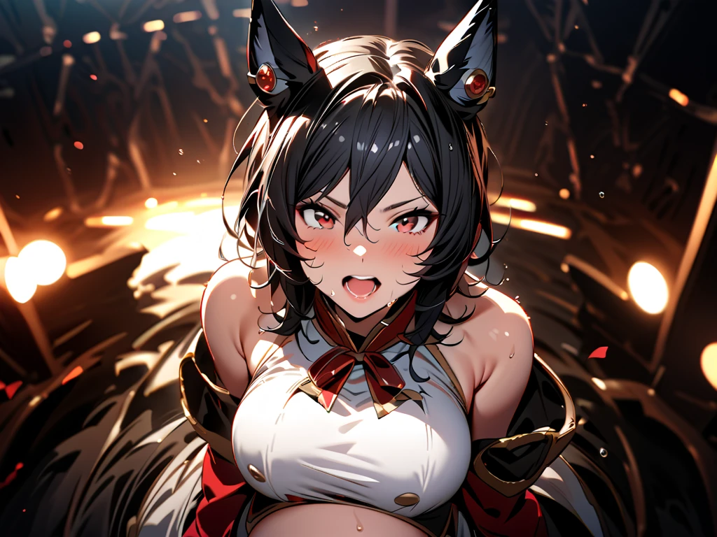 4k highly detailed realistic digital extremely high quality RAW photograph, a portrait photo of margot robbie that lived with wolves her whole life is now leading them to battle. torn clothes exposing (nude:1.4) body, armored pauldrons, fangs, curled horns, big breasts, ((snow and blood)), ((wolf tattoos)), epic, hyperrealistic, hyperrealism, 8k, cinematic lighting, greg rutkowski, wlop, (f1.8 short focus bokeh)