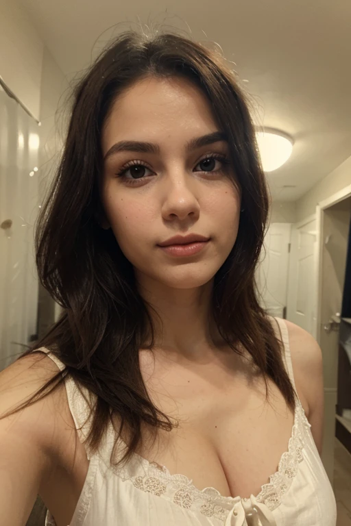 fille très belle, brune ,visage innocent, 18ans , gros décolleté