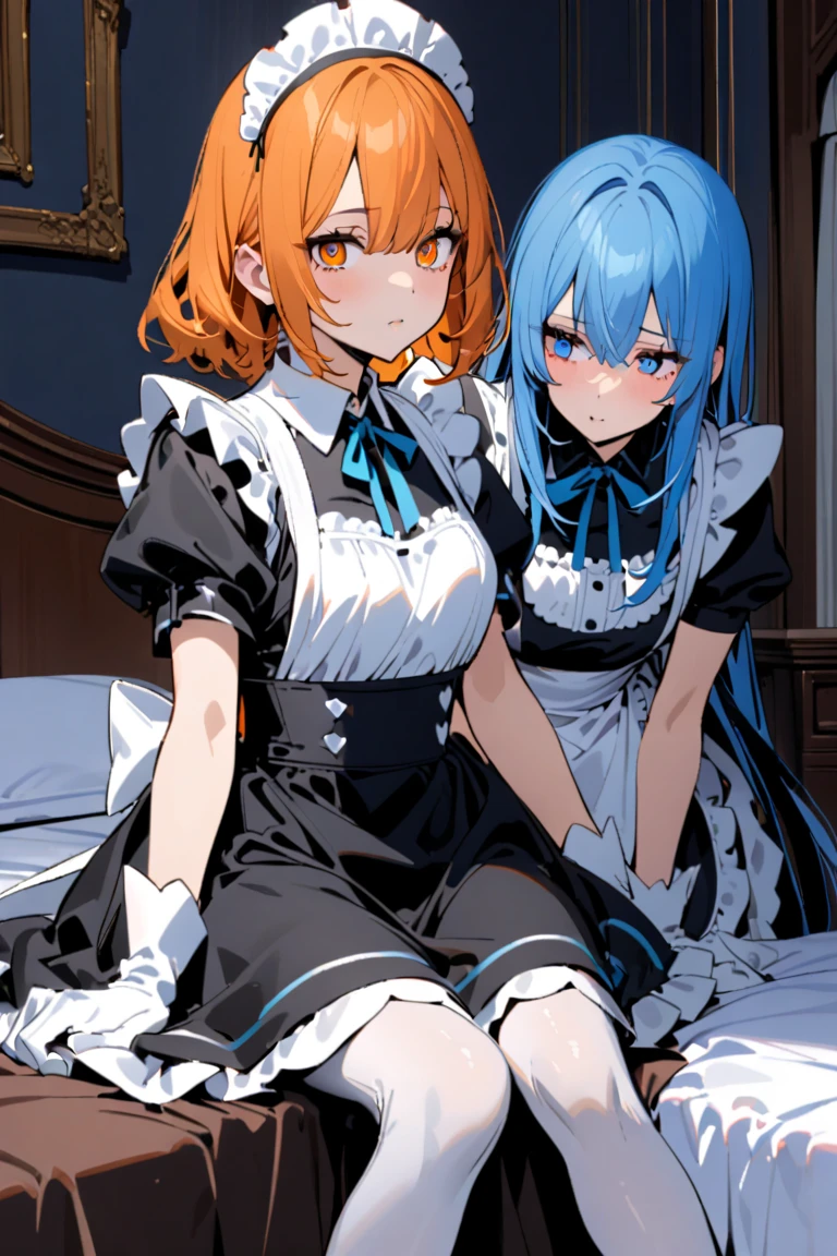 score_9, score_8_up, score_7_up, score_6_up, source_アニメ, highest quality, masterpiece, 2girl , A busty futanari female devil is having sex with a busty futanari maid in the cowgirl position