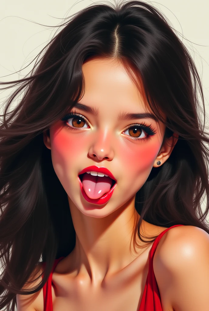 wearing red tank top,Young, Cute, enormous gigantic round breasts, portrait, beautiful face, pretty eyes, outside, portrait, park, trees, teeth, eyes open, ward winning photo, best quality, upper body, Hannahowo, windblown black hair, by lee jeffries nikon d850 film stock photograph 4 kodak 400 camera f1.6 lens rich colors hyper realistic lifelike texture natural lighting unreal engine trending on artstation cinestill 800, (100mm lens)