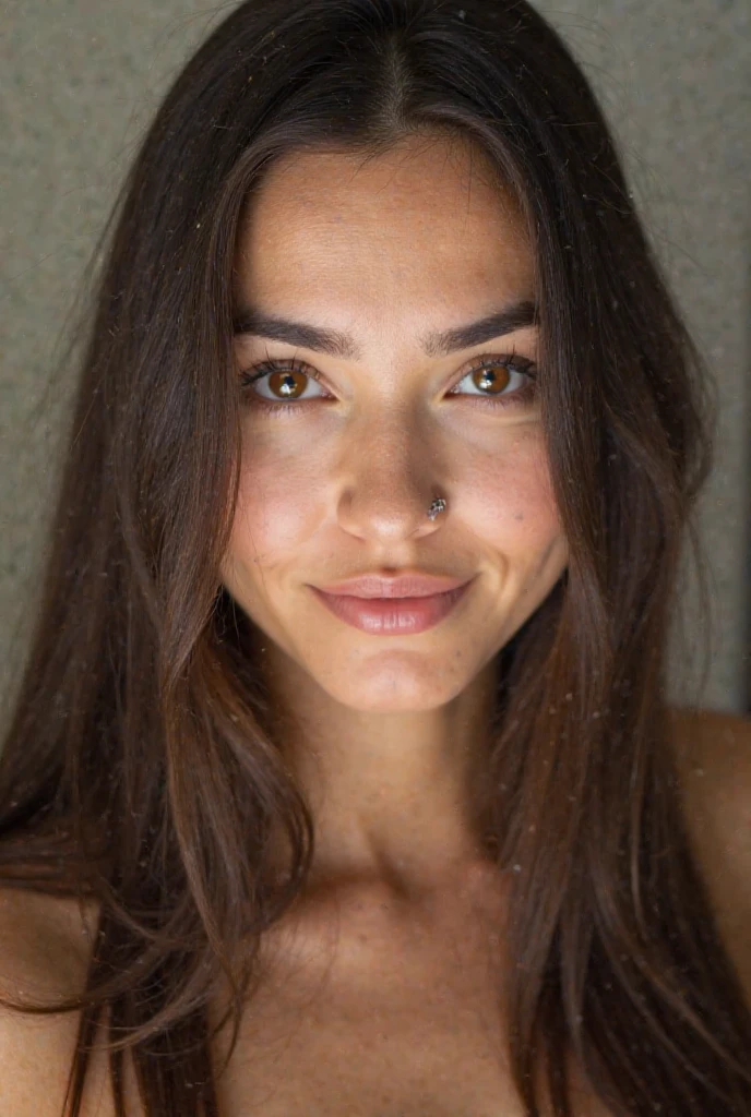 realistic photo, 35 years old, italian woman, ((long light brown hair )), small breast. ((((dark blue eyes)))), (((supermodel face))), ((naked)), cum on face, cum on tits, transparent semen