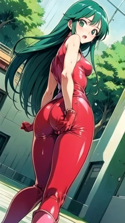 (highly detailed), high quality, masterpiece, (((beautiful))), (((full shot, back side view))), (((emily the emerald engine))), (((thomas the tank engine))), (((by hellap, by drogod artist))), locomotive humanoid, athletic female, (((5 fingers))), (((5 toes))), big butt, large ass, emerald green nails, emerald green eyes, emerald green lipstick, eyelashes, eyeliner, black hair, (((light skin))), (((black eyebrowns))), (((thin eyebrowns))), very long hair, (((ass length hair))), Ironed hair, hair on the forehead, bubble ass, (((busty))), butt, (((emerald green highleg one pice swimsuit with gold strip))), (((cleavage))), (((feet detail))), fingers, humanoid feet, humanoid hands, (((horny face))), in love to the viewer, large bum, looking at viewer, nails, partially visible vulva, (((protective mother countenance))), pose, (((standing))), sensual eye, bedroom eyes, sensual body, smile, soles, soft soles, arched soles, tiptoes, feet blush, (((sole blush))), solo, sheap space, lying up, feet up, thick thighs, thighs together, toes, (((voluptuous))), large thigs, (((high thighs))), (((high hips))), wide hips, curvy figure, curvaceous, absurd res, hi res, signature, in a spaceship next to a large window space