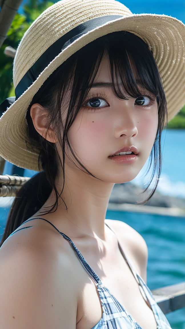 Highly detailed CG Unity 8K wallpaper、highest quality、Super detailed、masterpiece、realistic、Photorealistic highly detailed cute girl、12 years old、round eyes、、viewer、body shot、beach , Completely naked