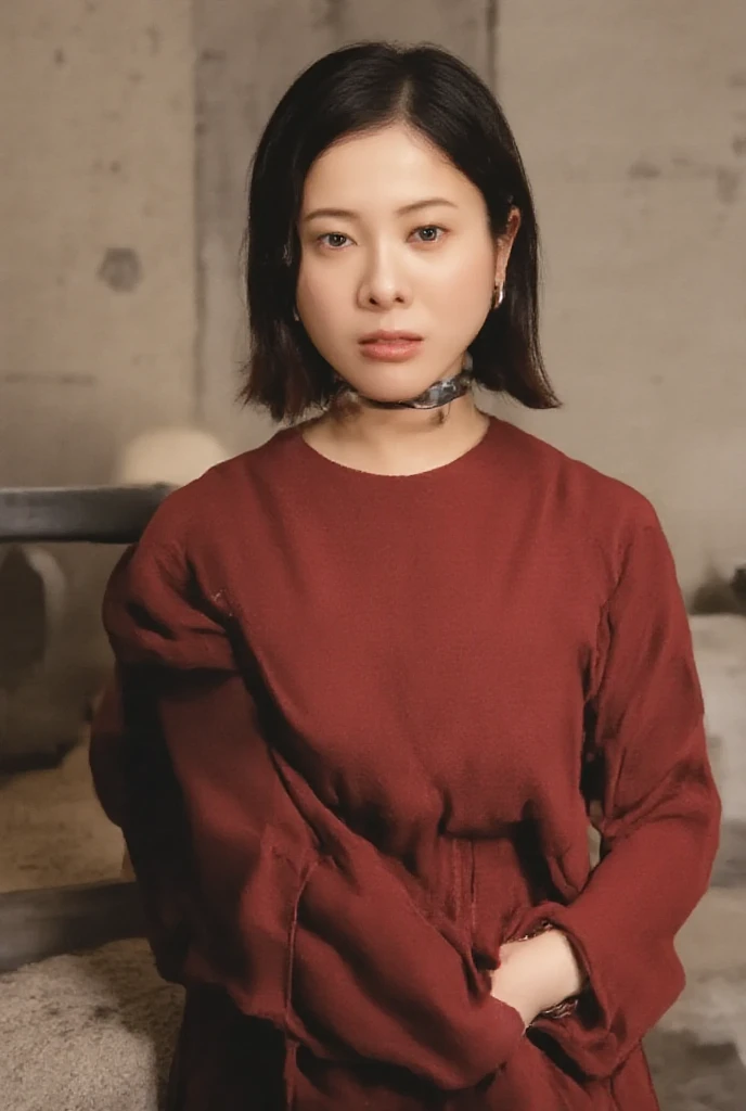 korean girl, (behind corpse, corpse has very big saggy breasts:1.4, ), blood splatter, bleeding from wounds, trickling red ink, blood:1.5, skin cuts:1.5, dripping:1.5, holding knife, stabbing, black gloves, room full of blood, transparent light blue raincoat, hood up, holding knife, black gloves, behind corpse, short hair, night, mass murderer, robbery, in the hospital, unzipped
