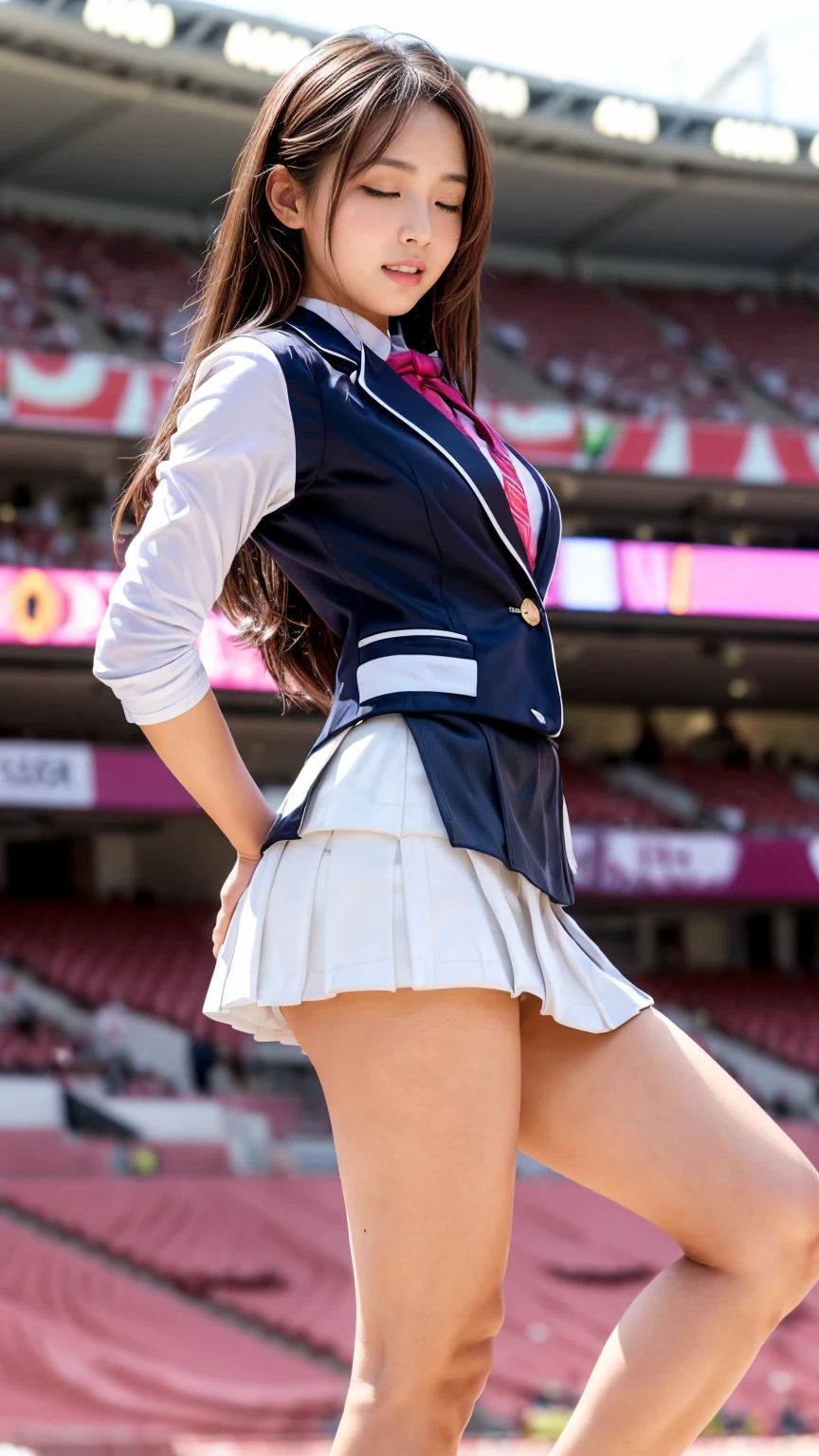 Skinny sexy Asian teen cheerleader in skirt showing her panty ass