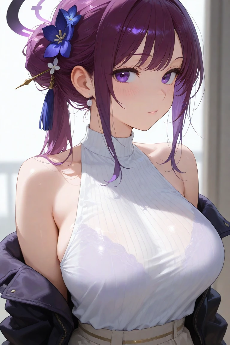 nsfw, demon slayer,_kochou shinobu,(((((nurse uniform))))), ((((White nurse uniform)))), One-piece, (((((nurse))))), Bedside, ((((Purple bra)))), whole body, shy, hospital, Ultra-realistic 8K CG，masterpiece,, （（Highly detailed background，Delicate pattern，Intricate details, Fine and beautiful eyes）），The best quality in the best condition，とてもとてもとても詳細なface， Highly detailed eyesとface，Highly detailed eyes，kochou shinobu，Multicolored Hair，No bangs，Hair Intake，, Purple eyes，，butterfly，band，（熱band庭園：1.2），Purple Flower，mostly cloudy null，Tyndall effect，slope_null，face，beautiful null，，Seductive posture，（Medium chest:1.3)， woman,15 years old