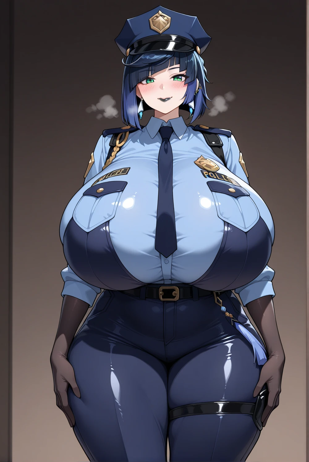 Masterpiece, high quality, best quality, high resolution, (fitness man:0.8), absurd resolution, digital painting, (artwork), by Dagasi, by Ra_tenpu, (fluffy fur), confident, anthro male (retriever:1.25), face focus. (Detailed face:1.5), masculine, Cute face, (Armed police uniform:1.25), (short pants:1.15), (indoor, jail, Sitting), (Big_breasts:1.2), perfect round breasts, sexy breasts, breasts focus, Normal breasts structure, boy, (Hyper bulge), (Huge bulge), (Big bulge), (Normal male body structure), (adult:0.8),(crotch bulge),wide shoulders,(male musculature body:0.8),narrow hips,jaw line,normal bulge structure,White Socks,(elbow gloves),(Adult:1.15), brave, (Looking down), Long snout, detailed eyes, bright and clear eyes, (male), big ears, big tail, (yaoi), (shota face:1.5), (Good lighting:1.5), (Detailed body:1.5), (Uploaded to e621), (Handsome face:1.5), gold hair, (female_breasts:0.8)