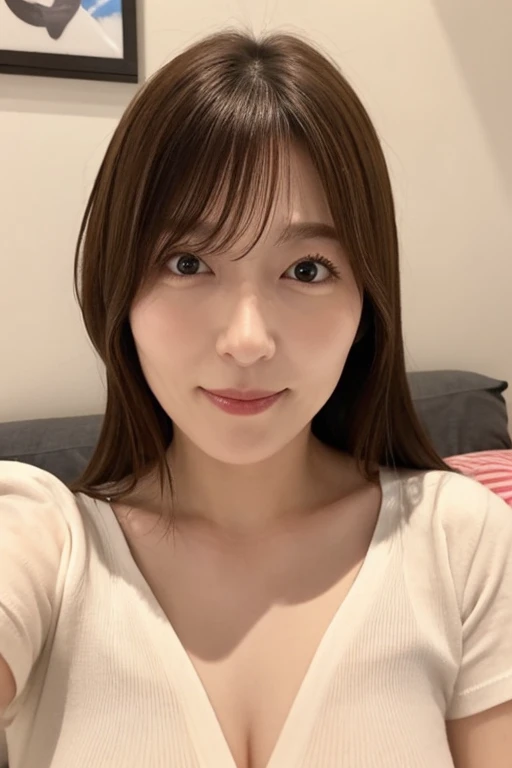 (masterpiece:1.2), (highest quality), (Visible everywhere:1.3) ,(Very detailed), (8k, Complex), (Lens 135mm,F1.8), (Realistic)(Black background:1.3), Portrait Photography, Side lighting,Edge lights up,Best Shadow,Area light source,Perfect ???????,perfect face shape,Best for women,Best Female Body,Improves skin texture,Fine fabric pattern,Precise beauty,Delicate and delicate skin，Very detailedな肌，Pale skin，Delicate Hair，Glowing Skin，Very detailedな顔と肌の質感, Shiny skin, Crisp details, 超Realistic, Fine and beautiful skin, 1 female, 30 years old, Japanese women, (thin：Weight 1.0), Small breasts:1.3, ((Medium Hair, Straight hair, Straight hair, bangs:1.3, Brown Hair))，Pervert woman, (Office Uniforms, ofiice suits, White blouse, Tight mini skirt, Nipples, Nipples), (((Sleep in bed))),turtleneck), necklace, (((,Open your eyes very wide、Very big eyes))), ((( Looking at the audience:1.3, close))), Female dog, Browsing Caution,Bob、Sleep in bed、
