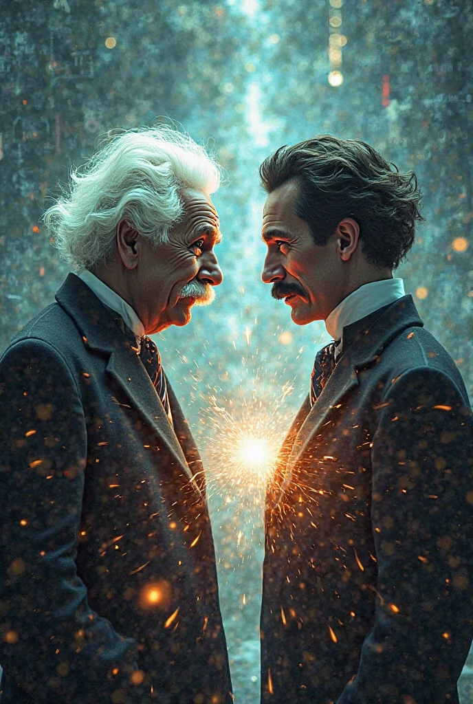 albert einstein and nikola tesla kissing