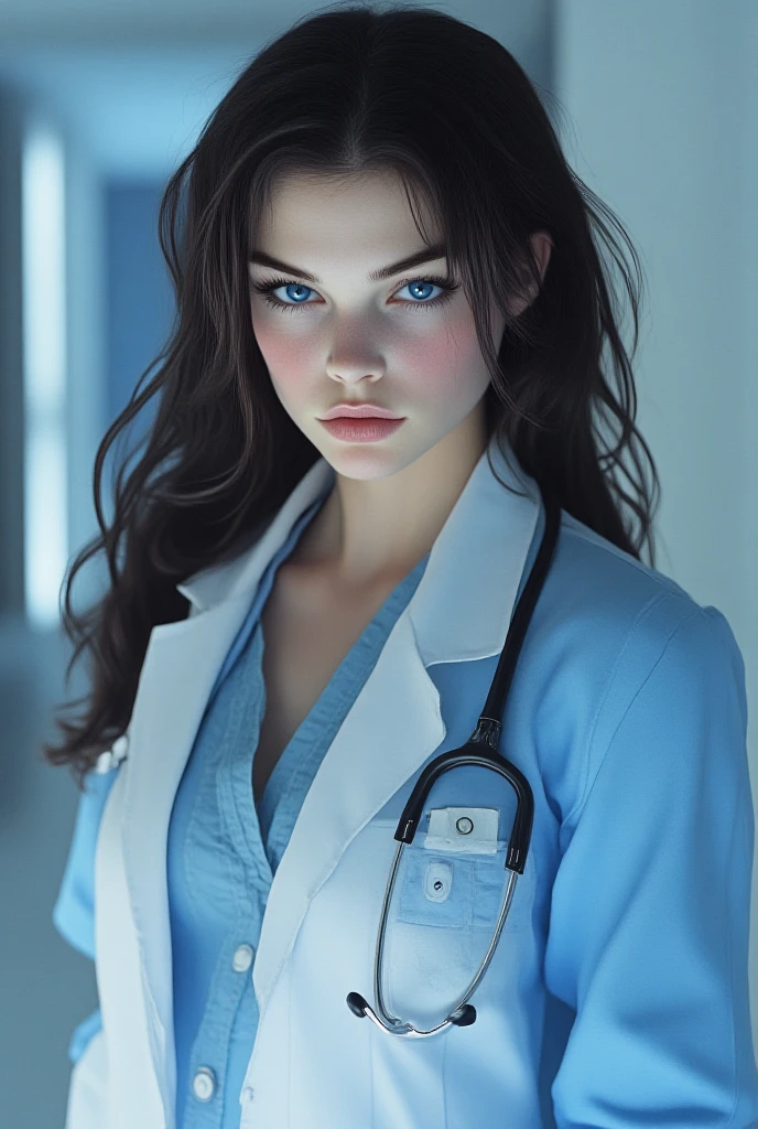 extremely detailed illustration of a succubus, tone mapped, highly detailed, beautiful, small details, ultra detailed, best quality, intricate, hyperrealism, sharp, digital illustration, detailed, realism, 4k, 8k, trending on artstation, good anatomy, beautiful lighting, award-winning, photorealistic, realistic shadows, realistic lighting, raytracing, intricate details, rule of thirds, masterpiece, (illustration:1.1), highres, (colorful:0.9), beautiful face, highly detailed face, cinematic lighting, volumetric lighting, ultra realistic, masterpiece, extremely detailed, nurse, cyberpunk, hospital background, neon lights, half body shot