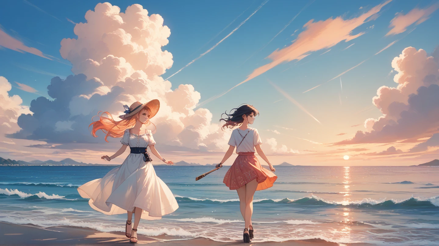 summer、Ocean、Beach、female、Back view