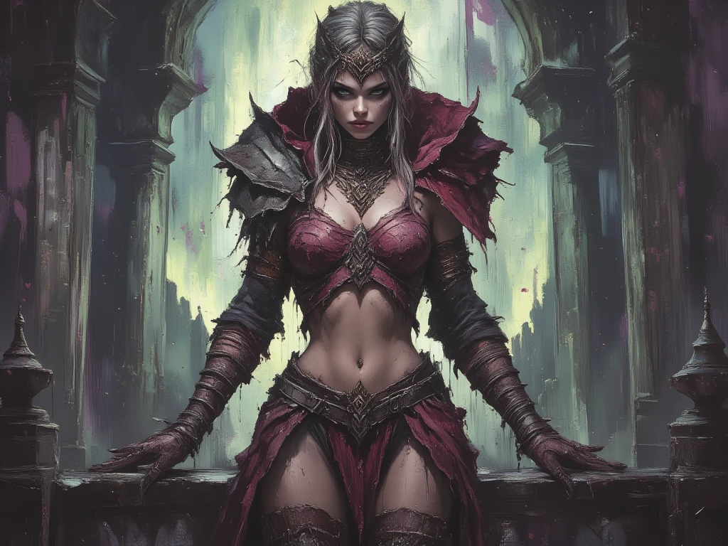 a fantasy epic illustration ((Larry Elmore style: 1.5)) of a drow elf thief holding a large diamond in a vault, a female drow  elf thief, full body, small pointy ears, dynamic hair color, dynamic hair style,  ultra detailed face, high heel boots, she is happy for reaching her goal, success, holding a large sized (red diamond: 1.3), brilliant diamond, many facets, many colors diamond, fantasy safe vault background, torchlight, vibrant, Ultra-high resolution, High Contrast, (masterpiece:1.5), highest quality, Best aesthetics), best details, best quality, highres, 16k, [ultra detailed], masterpiece, best quality, (extremely detailed) RAW, (ultra details, Masterpiece, best quality), diamondWM, Cinematic Shot