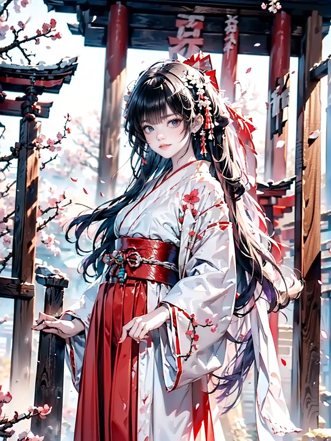 masterpiece, best quality, 1girl,houraisan kaguya, jeweled branch of hourai,branch,black hair,long hair,red eyes,skirt, wide sleeves,grey background, look viewer