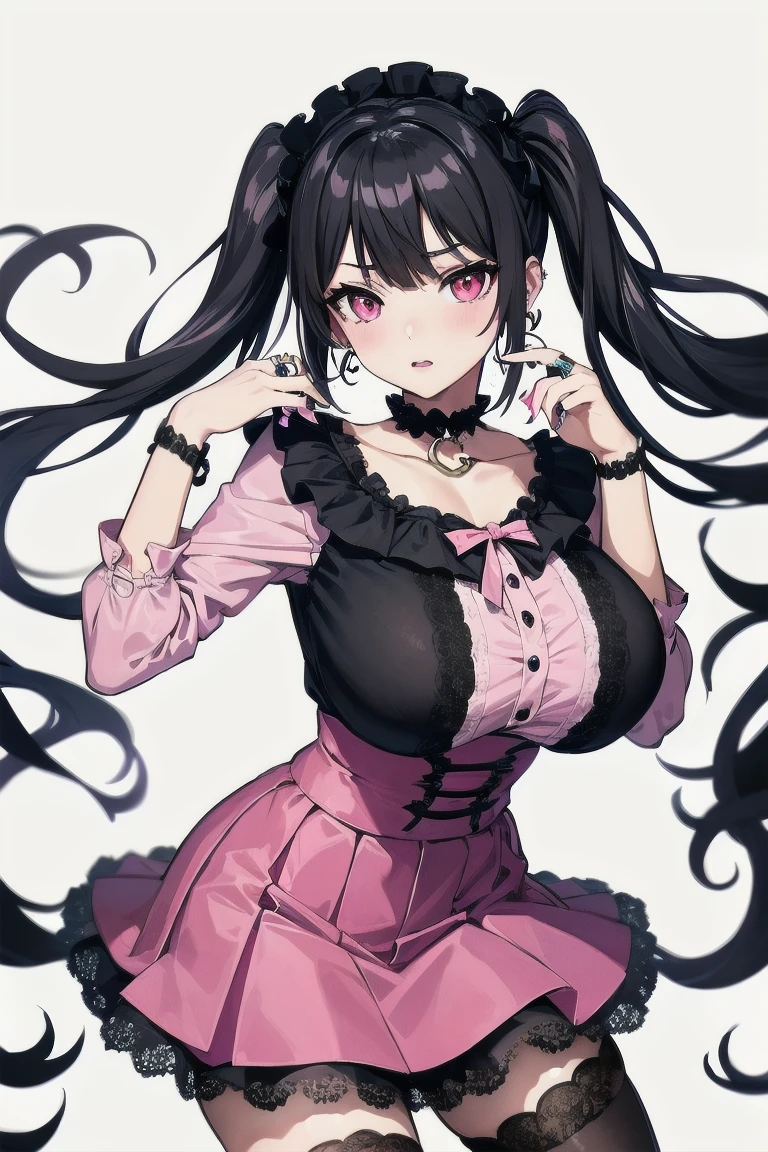 (masterpiece), (highest quality), (Super detailed), beautiful, (Cathedral), (girl1name),, girl, Long Hair, (Wavy Hair:1.5), Shiny Hair, Black Hair, , Crimson beautiful eyes,Girl in a black dress,ribbon,Race,(Gothic print:1.5),Iridescent stained glass,Place your hands in front of your face,Prayer Pose,Hysterical facial expression,Scrunchies on the wrist