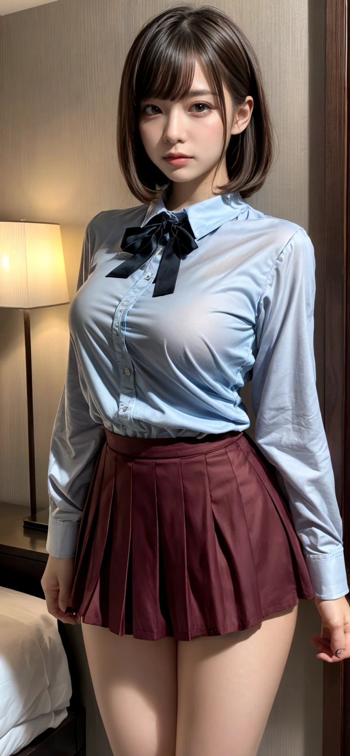 (invisible, no humans:1.7, headless:1.7, handless, legless), skirt, (close-up to breast), cute big breast, fat, chubby,stripe tie,leaning forward,
(8k, RAW photo, best quality, masterpiece:1.2), (realistic, photo-realistic:1.37),photon mapping, radiosity, ((Hasselblad photography)),physically-based rendering