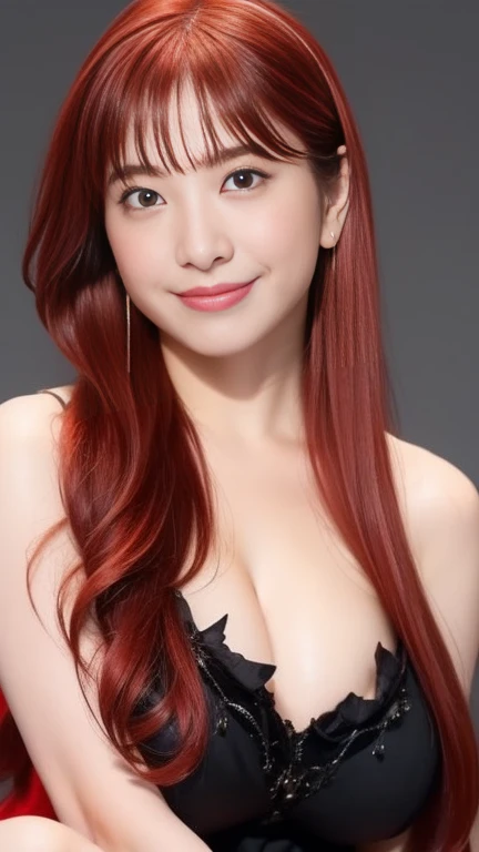 nsfw、sexy stylish female idol、glossy lipstick、smiling face、defined eyebrows、ultra detailed vivid makeup、eyelashes、full body Esbian、sheer latex dress、Colorful hair