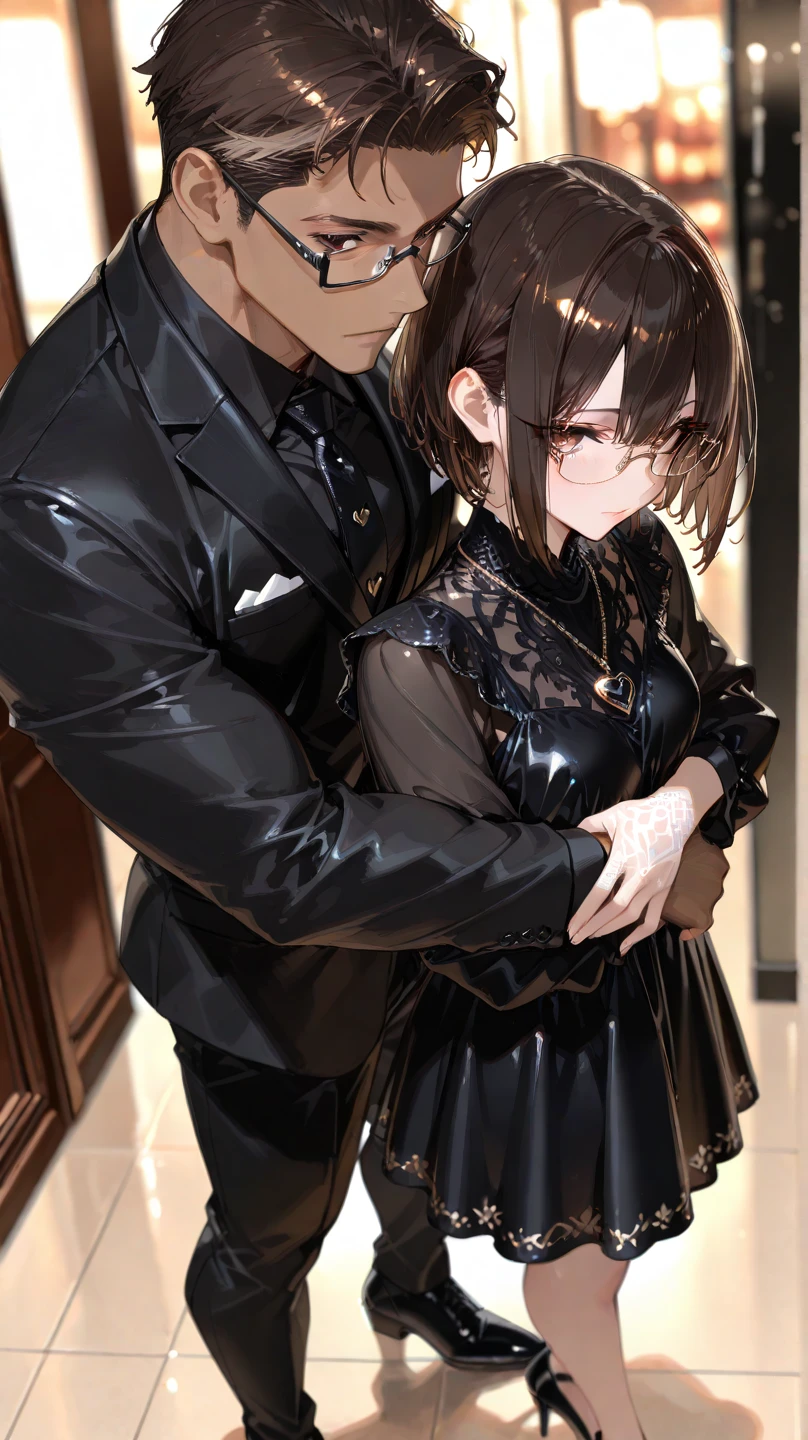 ddsister, long hair, two side up, wavy hair, grin, crop top, cropped shirt, black shirt, chest harness, suspenders, off shoulder, black jacket, open jacket, long sleeves, midriff, miniskirt, black skirt, thigh strap,(((spoken heart))),,,,(((dark room))),church,looking viewer,huge breasts,(sex with guys:1.5),from side,