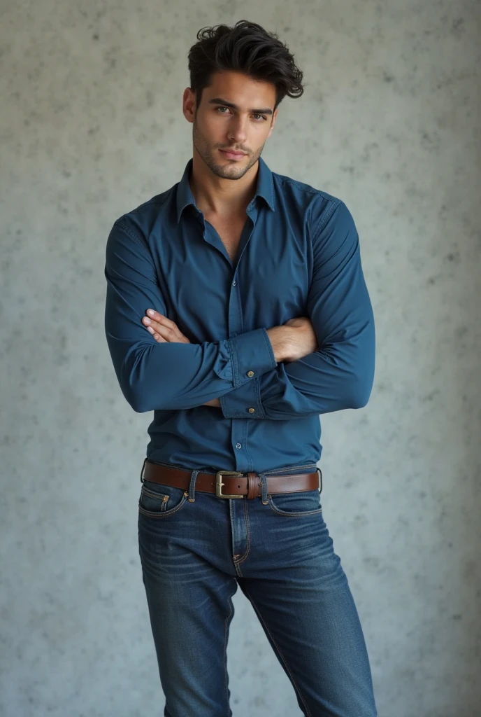 hyper realistic, masterpiece, 1 masculine guy, body facing viewer, sitting, hand on table, good clothing