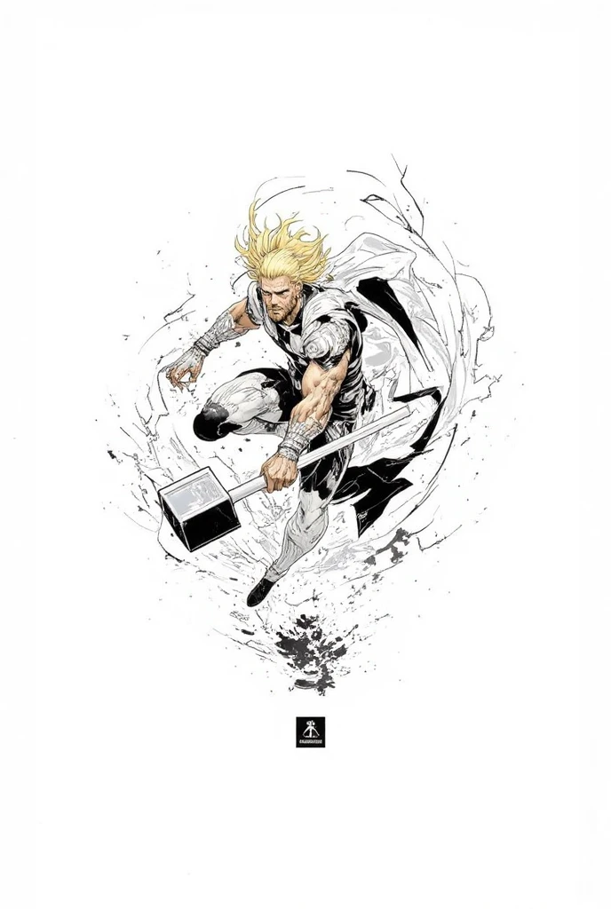 The blond man holds spears in both hands,Run wildly in a blizzard,Kick the ground with your right leg,Step out with your left leg,The graphics are very impactful,The lens is distorted