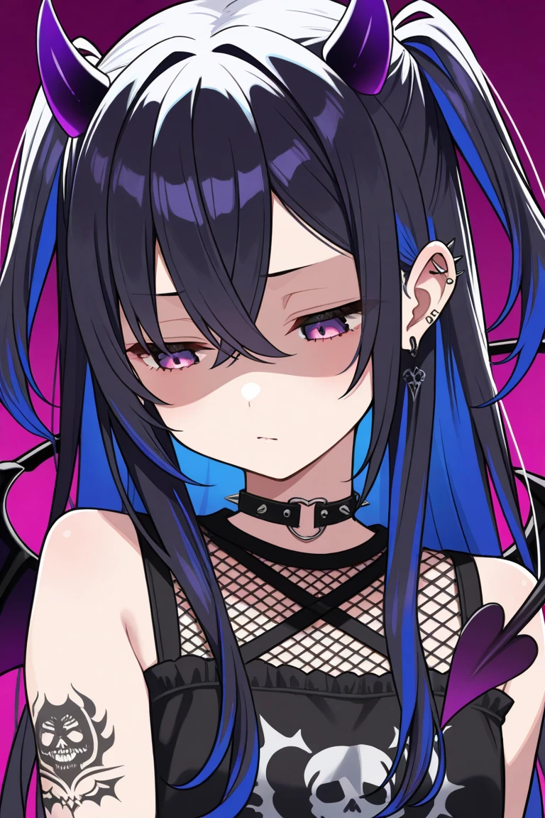 highest quallity, clean and well-groomed face, clearing, bright glowing eyes, long eyelashes, Punk Girl, aretes, breasts big, body tattoo, leather shorts,