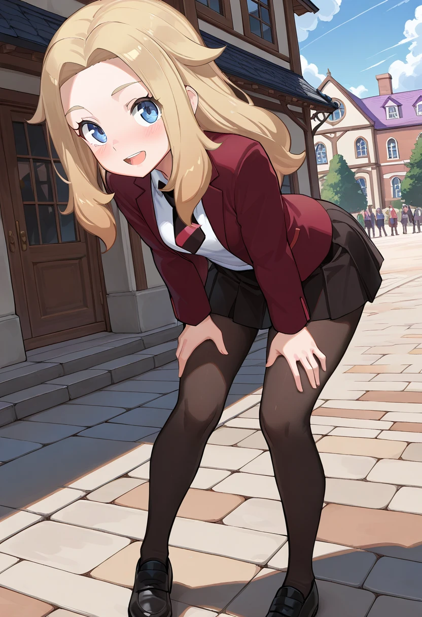 masterpiece, beautiful, best quality, highres, 1girl, solo, blue eyes, serena \(pokemon\), 1girl, solo, thighhighs, long hair, hat, jewelry, bracelet, black thighhighs, collared shirt, pleated skirt, red skirt, sleeveless, high-waist skirt, sleeveless shirt, eyelashes, pink headwear, black shirt, eyewear on headwear, <lora:serena_v2:0.8>, full body, full body view
wide shot, zoomed out
RAW photo, realistic,(minigts:1.5), one woman, looking at viewer, full body portrait, outside, realistic, a tall minigiantess woman,  solo, flustered face, (high detailed skin), 8k uhd, dslr, soft lighting, high quality, film grain, Fujifilm XT3, full body portrait,<lyco:minigts_v3_lycoris:0.75>
RAW photo, full body group photograph, macrogts sitting outside, looming over a tiny schoolyard, looming over tiny classmates, stepping on cars, tall female, height difference, size difference, tiny students, absurdres, crowds
 <lora:people_count_slider_v1:4.3>