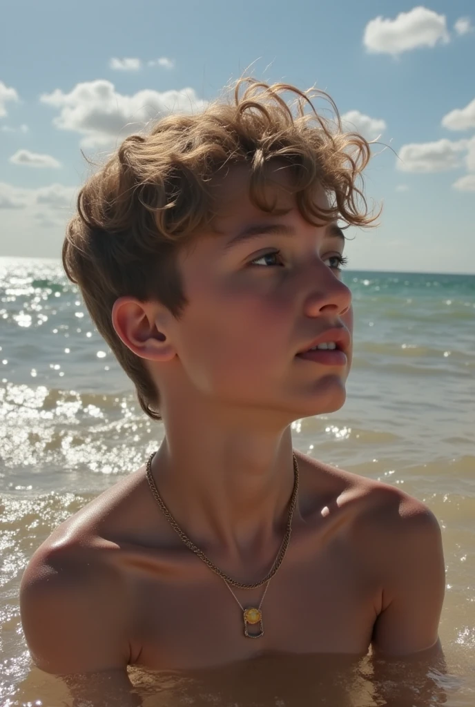 shota boy naked lying on his ass on the beach