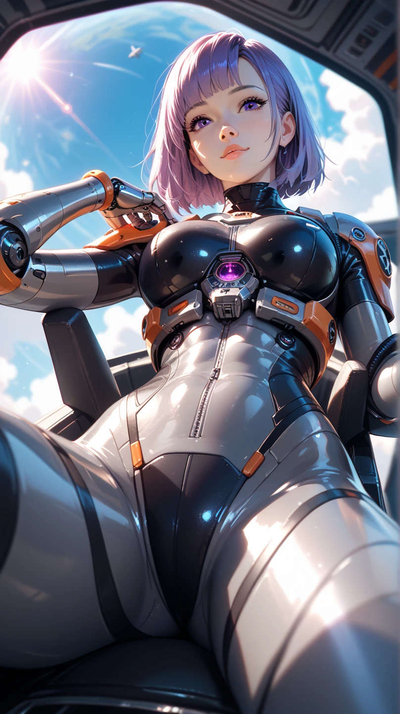 The woman's body is defined by thick thighs and cybernetic body parts, Short underwear, Whole and sample breasts