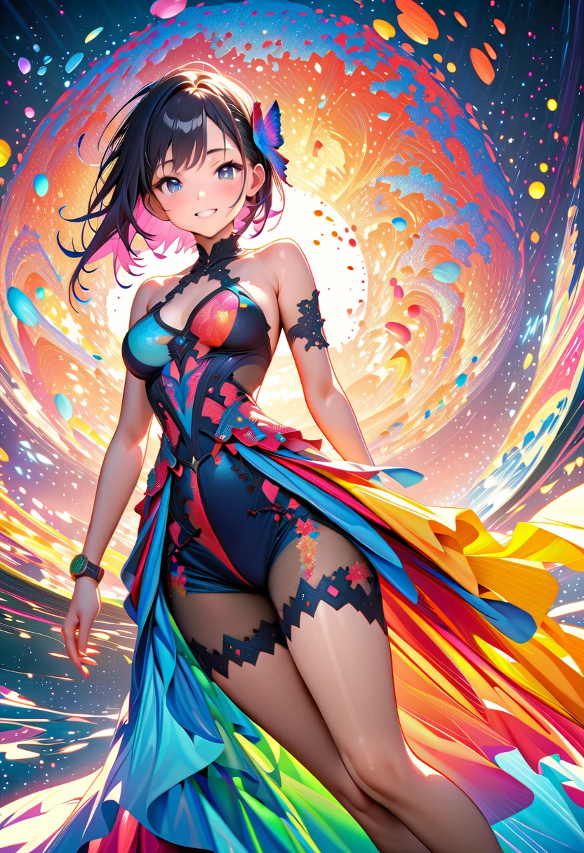 (masterpiece, best quality:1.5), (ultra detailed, high resolution, 8k, beautiful detailed, UHD, best anatomy), red hair, small breasts, 1girl, barefoot, glass art, glass, Beautiful gradation, wondrous, break glass, Glass background, Everything is cracking to pieces, Cracked image