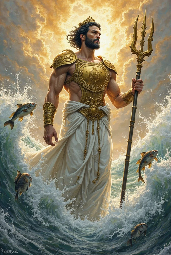 a close up of a man in a cape standing in water with swans, greek god, as an atlantean, olympian god, the greek god, the god hermes, greek mythology characters, henry cavill as a greek god, greek gods, the god poseidon, elon musk as a greek god, greek mythology, cory chase as an atlantean, frank cho