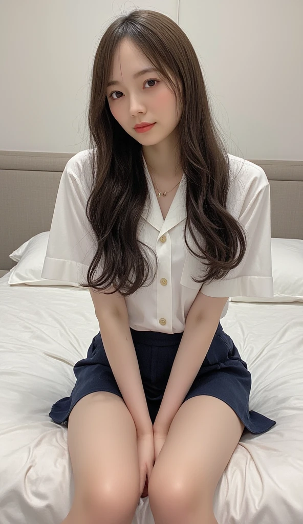 (highest quality, High resolution, Tabletop:1.2), Very detailed, Realistic:1.37, Pink Hair, Bob Hair, Sleepy eyes, Beautiful fine details, Beautiful lip detail, smile, choker, woman、She has very big and beautiful breasts、Full Body Lesbian、Eyes slightly upwards、Eyes become whites of the eyes、Please open your mouth so wide it hurts、Spread your legs wide、Bend your knees、bed、Look forward、sleep、Beautiful body lines、Torn Sailor Suit、Press the thighs from the outside、Lift your hips、Advance、Spread your legs with both hands、