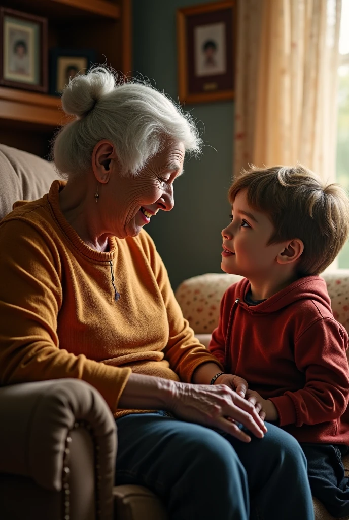 Image in which boy is taking care of his old mother and make it in ratio of YouTube short 