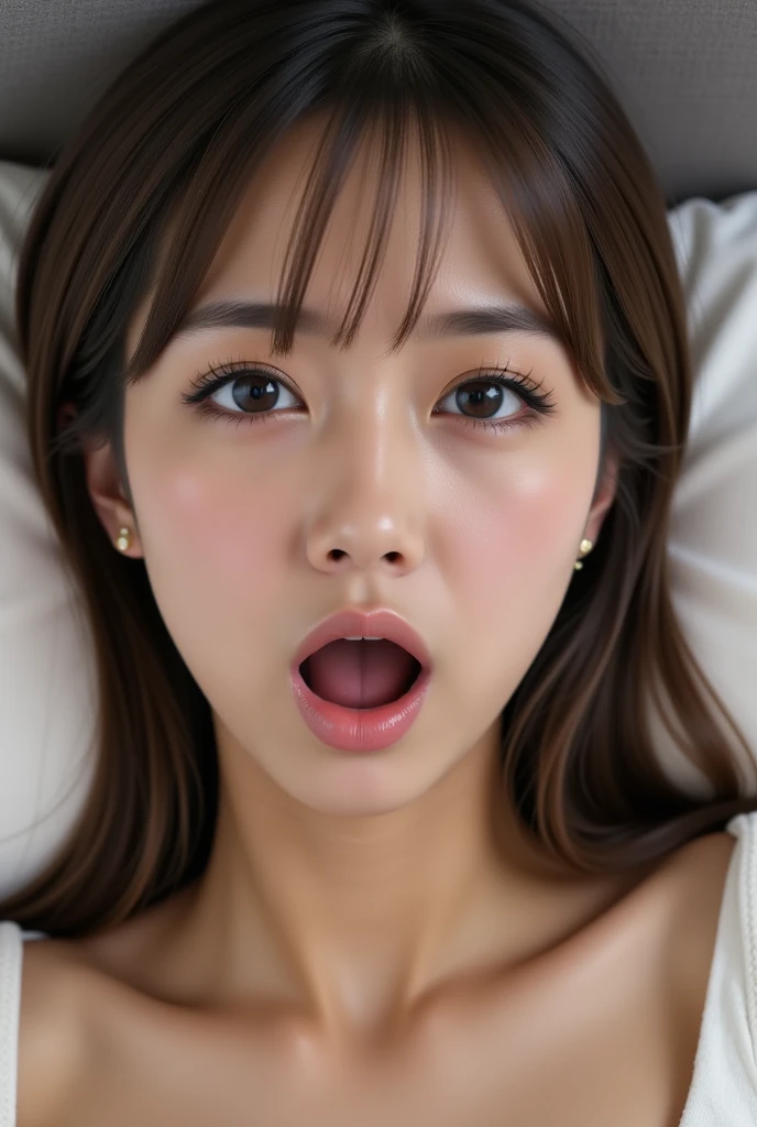 highest quality、masterpiece、girl 1、Super detailed brown hair、blunt bangs Ahegao、stick out tongue、Drool、salivate、saliva、Drool、Drooling SEX in、play sex、sex、Sprinkle sperm、large amount of sperm、drenched in sperm、intense sex face is close、Facial Close-up pillow
