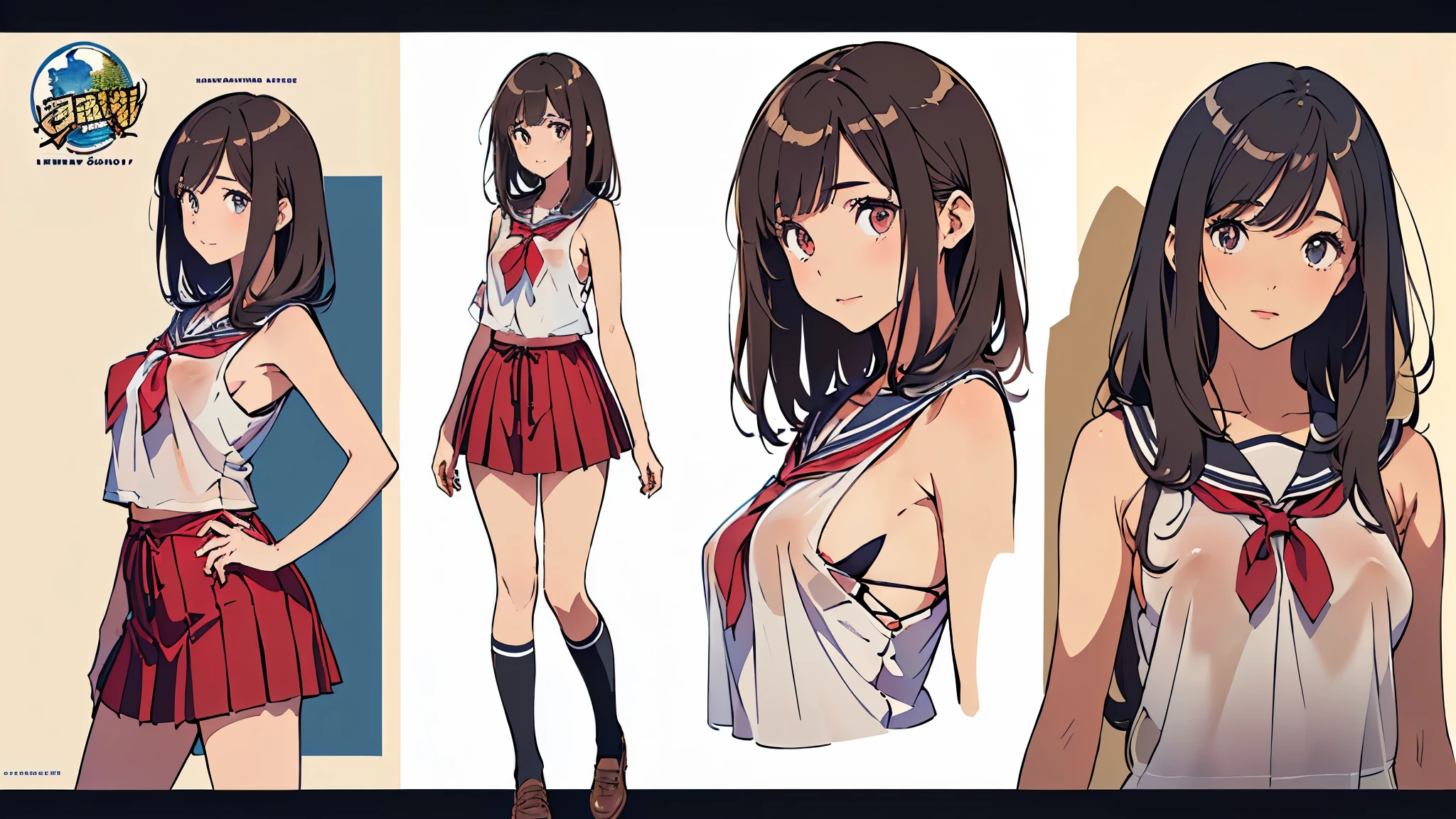 ((((realistic, painting, girl, 4K, masterpiece: 1.5, masterpiece: 1.5, best quality: 1.5, high resolution: 1.5, perfect head: 1.5, ultra detailed illustration: 1.5, beautiful eyes: 1.5, nude: 1.5, character concept art: 1.5, official art, ultra detailed, high detail, highly detailed and exquisite fan art, muted color, dark color, watercolor, popular character, best character, supreme character, popular character design, best character design, supreme character design, trendy character design, popular character hair color, popular character hair design)))),(((((age, young woman, woman, adult woman, lady, secondary sexual characteristics girl, adolescence, adolescent virgin, adolescent female genitalia, adolescent girl, adolescent girl, adolescent gal, adolescent gal girl, tanned girl, full body, whole body, realistic head and body proportions, head and body proportions appropriate for age, large breasts with secondary sexual characteristics, large breasts in the process of growing, character design sheet, multi-view, three-sided view, front view, side view, rear view, back view, full body shot looking back, same character, same role, scene with changing environment, various compositions, various angles, fan service, e.g. fan service))))),(((comparison between school uniform and naked, comparison between naked and school uniform, wearing a sheer school uniform all over the body, see-through school uniform, naked body visible through a sheer school uniform, naked body visible through a sheer school uniform fabric, female genitalia appropriate for age visible, standing posture showing whole body and buttocks appropriate for age, standing posture bending upper body showing whole body and buttocks appropriate for age, leaning upper body back and squatting showing armpits, standing posture showing armpits and buttocks, leaning upper body back a little and standing upright showing buttocks appropriate for age, full body upright posture with buttocks exposed, puberty sexy)))