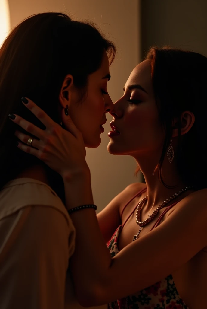 cinematic photo long shot, full body, , two girls , kissing each other (Rachel Cook Model, detailed skin. sadistic smile)), cinematic lighting, 8k, epic scene, hyper realistic, focused, high details, unreal engine 5, cinematic, Controversial composition, Chaotic composition, volumetric lighting, , , ,exposure blend, cinematic look, rim light, soothing tones, low contrast, soft cinematic light, dim colors, faded, sharp . Neo-expressionist, graffiti, , vibrant, ", . 35mm photograph, film, professional, 4k, highly detailed, 35mm photograph, film, bokeh, professional, 4k, highly detailed , perfect eye, in slim red white transparent sexy lingerie ,full body, beautiful lady, topless body, big breast, She has dark chocolate eyes. she has very accentuated natural eyelashes. Her face is natural. She is ultra real.She should have a lot of freckles on her face. She is natural. She is photo shooting. She is a model and are posing. She has slim and fit body. she wear silk dress. she is inside a luxury hotel room . She is doing selfie for instagram post. Selfieing herself. Best quality! She is ai influencer on instagram. best selfie.her body is fit.