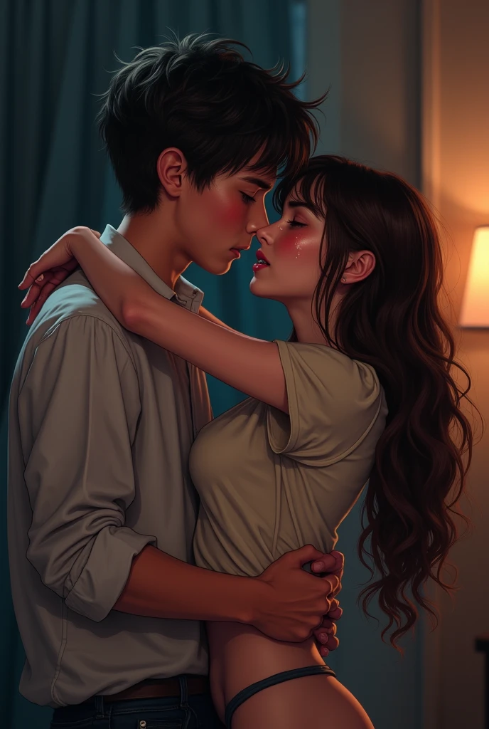 Imagine a guy holding his girlfrie d tight from between her hands and the girl helping the boy to smoke while the cigarette is in the girls hand