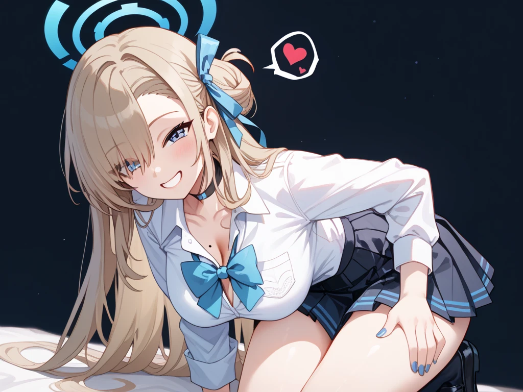 masterpiece, best quality, 1 woman, student, forehead, ribbon, Erotic face, Condom in the mouth, Condom wrapper, , Juicy pussy, Playground, kneel down, from above