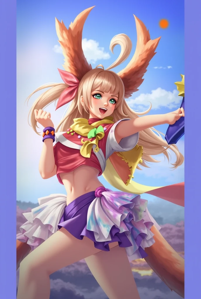 (max resolution: 1.2), (Ultra HDTV: 1.2), 8K resolution, Eye and skin details, detailed facial features, , (Sharp focus: 1.2), (Focus focus) facial expressions: 1.2), Girl, In the sand, Swimsuit, (long hair), Looking at the beach, Some coconut trees, Fox ears