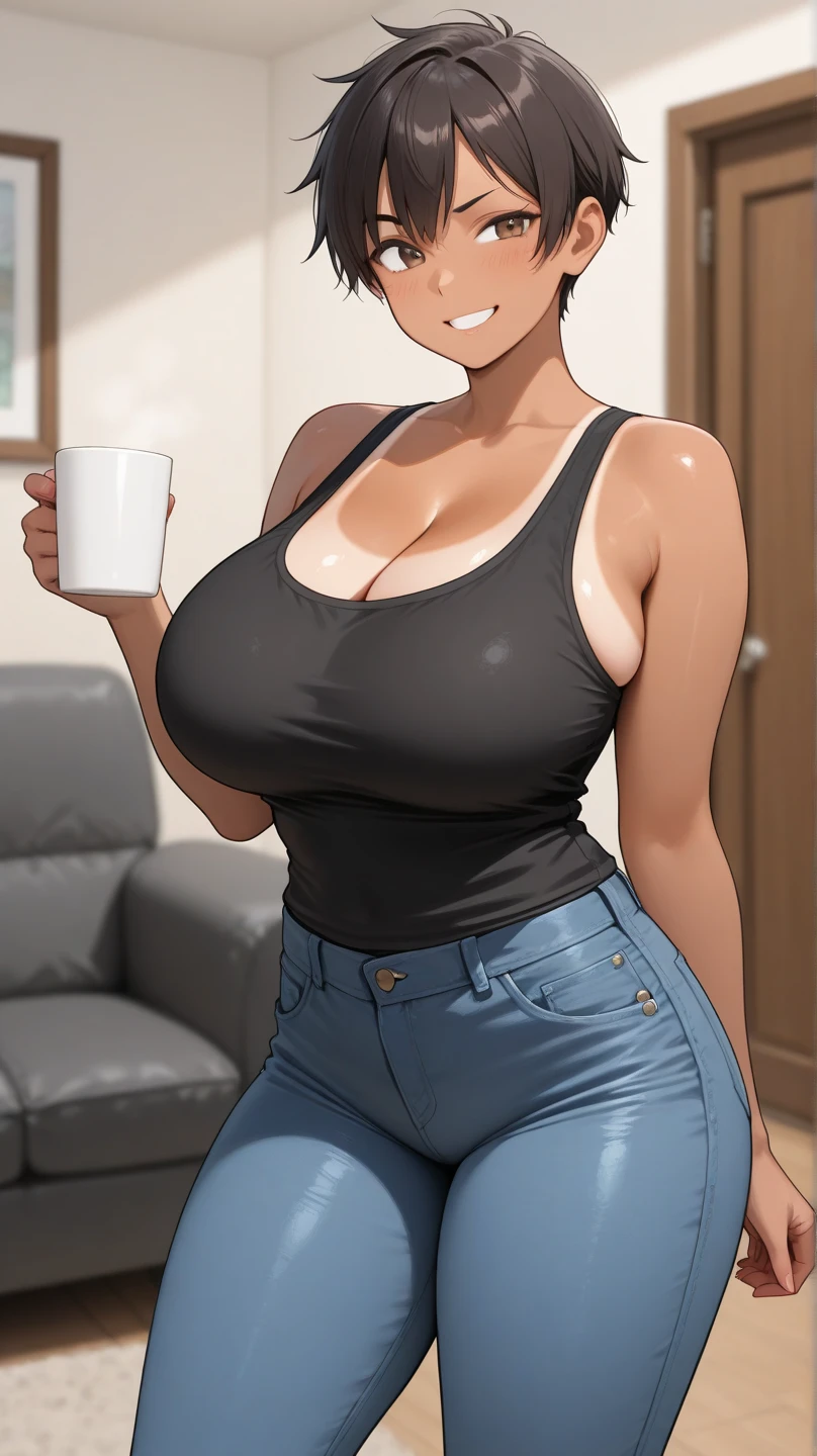 (source_anime)、score_9、score_8_up、score_7_up、Expressive、anime、Artist Speedline、dynamic、One person、(Karin_(Blue Archive))、(dark-skinned_female:1.2)、Yellow Eyes、Hello、Focus from above、Staring at the audience、blush、Sweat、cup one's chest、triumphantly、Moaning、solo、Tempting、(cute)、Staring at the audience、thin、Toned body、Round ass、Thick eyelashes、Black eyeliner、thinウエスト、Wide Hips、Big Ass)、Big Breasts、Big eyes、blush、Checked shirt、Button Up、Collared shirt、Checked shirt、Red Shirt、発Sweat、open、(Yellow Shirt、Checked shirt)、denim、jeans、Arch your back、Stand up straight、Simple Background