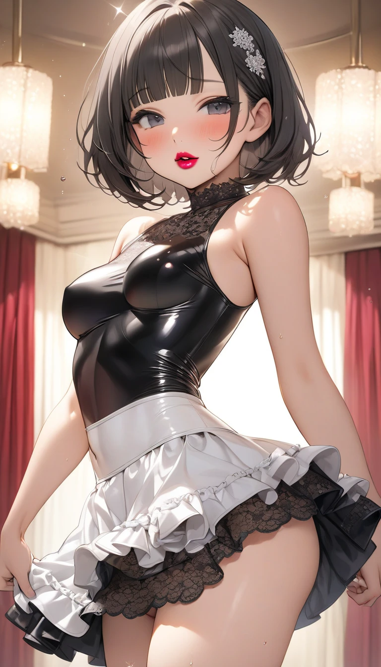kawakami sadayo,the maid outfit,ssee-through,cheerfulness,Fleshy thighs,Pose,Pubic hair is dense,Poster publicity style,Ocean park,busty figure,C cup