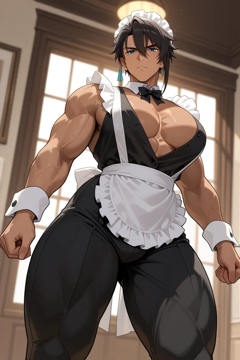 (((((Wow, I thought that guy was a beautiful girl!))))), NSFW, nude, completely nude, naked, pub, bar, drinking beer, full body, full-length portrait, 1boy, amber eyes, biceps, big bulge, huge bulge, backsack, big muscles, flat chest, black hair, blush, clothes pull, crossdressing, tied hair, ponytail, braided ponytail, curled hair, curly hair, curvy, drill curls, ear piercing, ear rings, earrings, eyeliner, eyeshadow, fat mons, femboy, freckles, fupa, girly, girly boy, hoop earrings, jewelry, long eyelashes, long hair, long nose, looking sideways, makeup, male, male focus, mole under eye, muscular, muscular male, otoko no ko, parted bangs, parted lips, ringlets, sanpaku, tsurime, slightly chubby, solo, solo male, stocky, swept bangs, tan, tanned, thick eyebrows, thick neck, thick thighs, trap, close-set eyes, yellow eyes