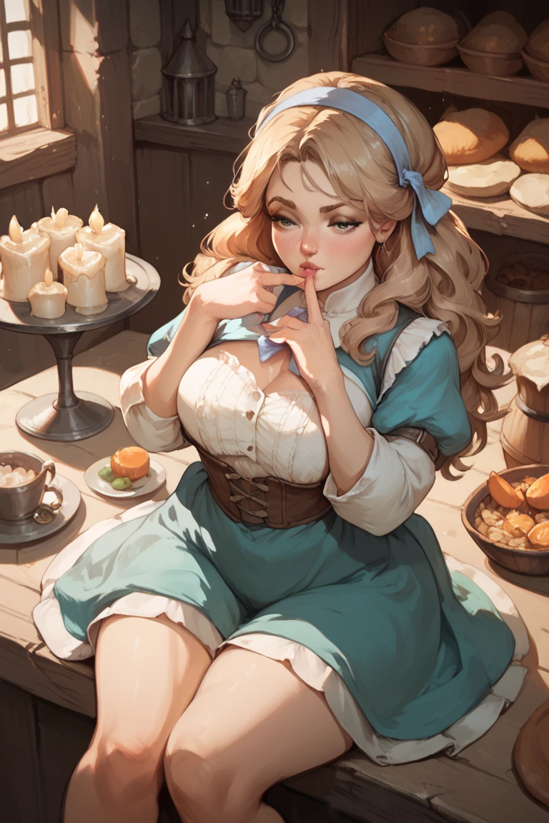 masterpiece, best quality, ultra-detailed, illustration,1girl, looking at viewer, best quality,depth of field,(opened mouth,light smile,hazel eyes:1.1),beautiful detailed glow , (apron:1.3),(hands behind back:1.3),(arms behind back:1.3),blaze (arknights),