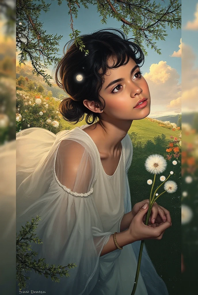 samdoesarts style GITSKirstenR, a beautiful faced priestess, female white and gold intricate robe, hyper photorealistic, fantasy, highly detailed, sharp focus, a portrait of her, landscape, medieval, realistic, 8k, photograph, photo, art by rankin, f1.8,depth of field. 4K, HDR. by (Jeremy Lipking:1.1), Photo, (sharp focus:1.2), attractive young woman, (beautiful face:1.1), detailed eyes, (smile:0.7), (body freckles:0.9), (medium breasts:0.8), (toned body:1.2), shiny (brown hair:1.1), wearing (sundress:1.2). depth of field. 4K, HDR. by (James C. Christensen:1.2|Jeremy Lipking:1.1).