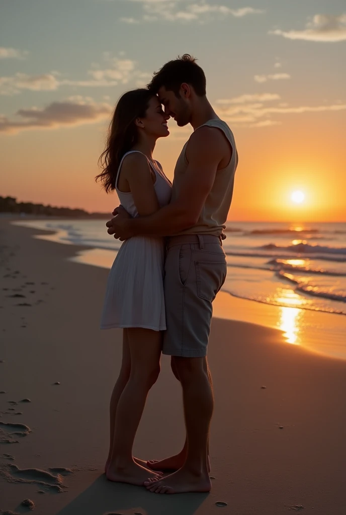 A beach and a couple in love