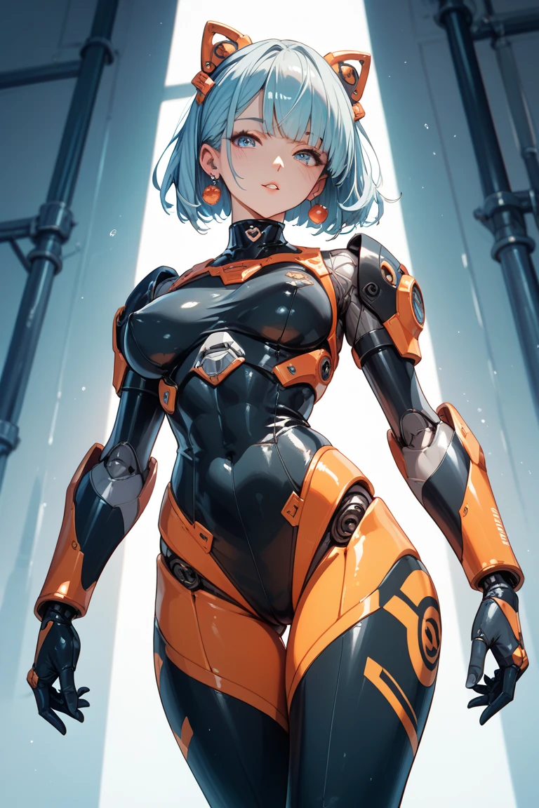 (((with your back to the viewer))), (((best qualityer))), (((perfectbody))), (((1girl))), Beautiful African American woman in oriental cyberpunk jacket, (((glossy black skin))), (((fully body))), (((dental floss))), (((afro girl))), (((coxas nuas))), (((DuneWalker))), high collar, digitalpainting, matte red, Digital illustration, extreme detail, digitl art, 4K, ultra HD. Your skin is deep, rich color and her hair is pulled back into two braids, ((best qualityer)), (((Bettie Page))), (((clothes 100% vermelha))), (((slim))), (Muscles), (((Red suit))), ((Perfect masterpiece)), (detailded: 1.4), (absurdrez), (((Bob Hair))), (((full body fitness, neckline showing part of the breasts)), (((white hair woman, blushful))), 21 year old woman, beautiful sexy woman, giant robot pilot, wild with perfect corpo fitness, wearing small mecha battle armor clothes, tiny thong, Simon Bisley styled for the cover of Heavy Metal magazine, clothing with Japanese cyberpunk graphic patterns, Halftone pattern and vertical stripes, earth tone, exiting the body of a giant robot