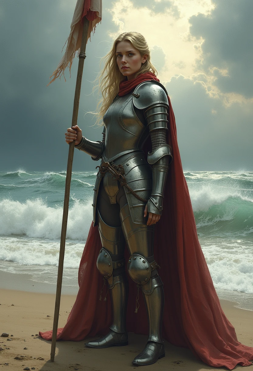 Jeanne d'Arc on the ocean beach