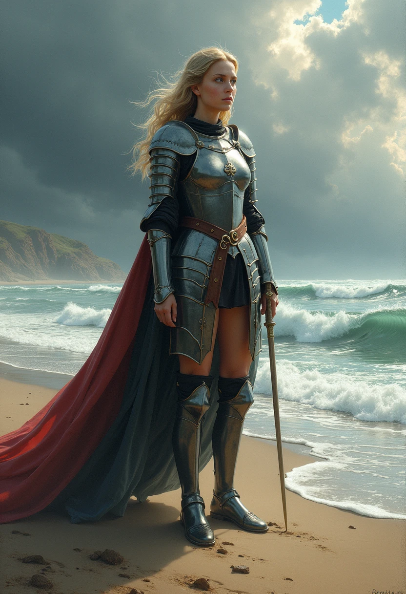 Jeanne d'Arc on the ocean beach
