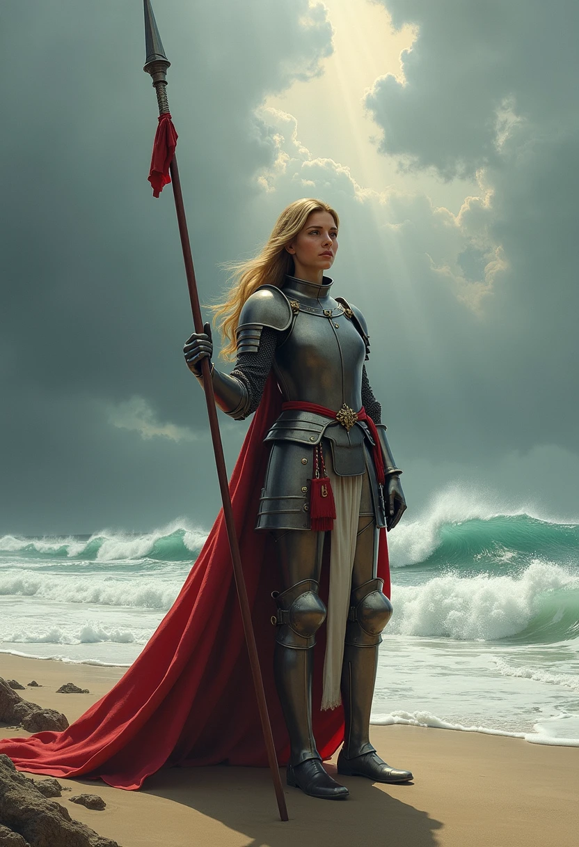 Jeanne d'Arc on the ocean beach